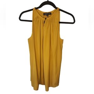 Catherine Malandrino Women's YellowMustard KeyholeFront Sleeveless Blouse Size S